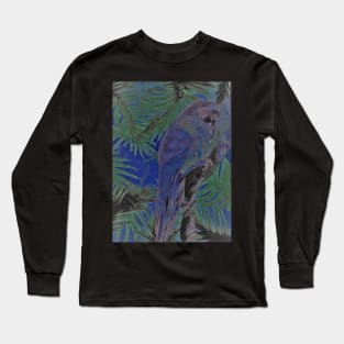 BLUE MACAW TROPICAL POSTER DECO ART PRINT PARROT VINTAGE DESIGN Long Sleeve T-Shirt